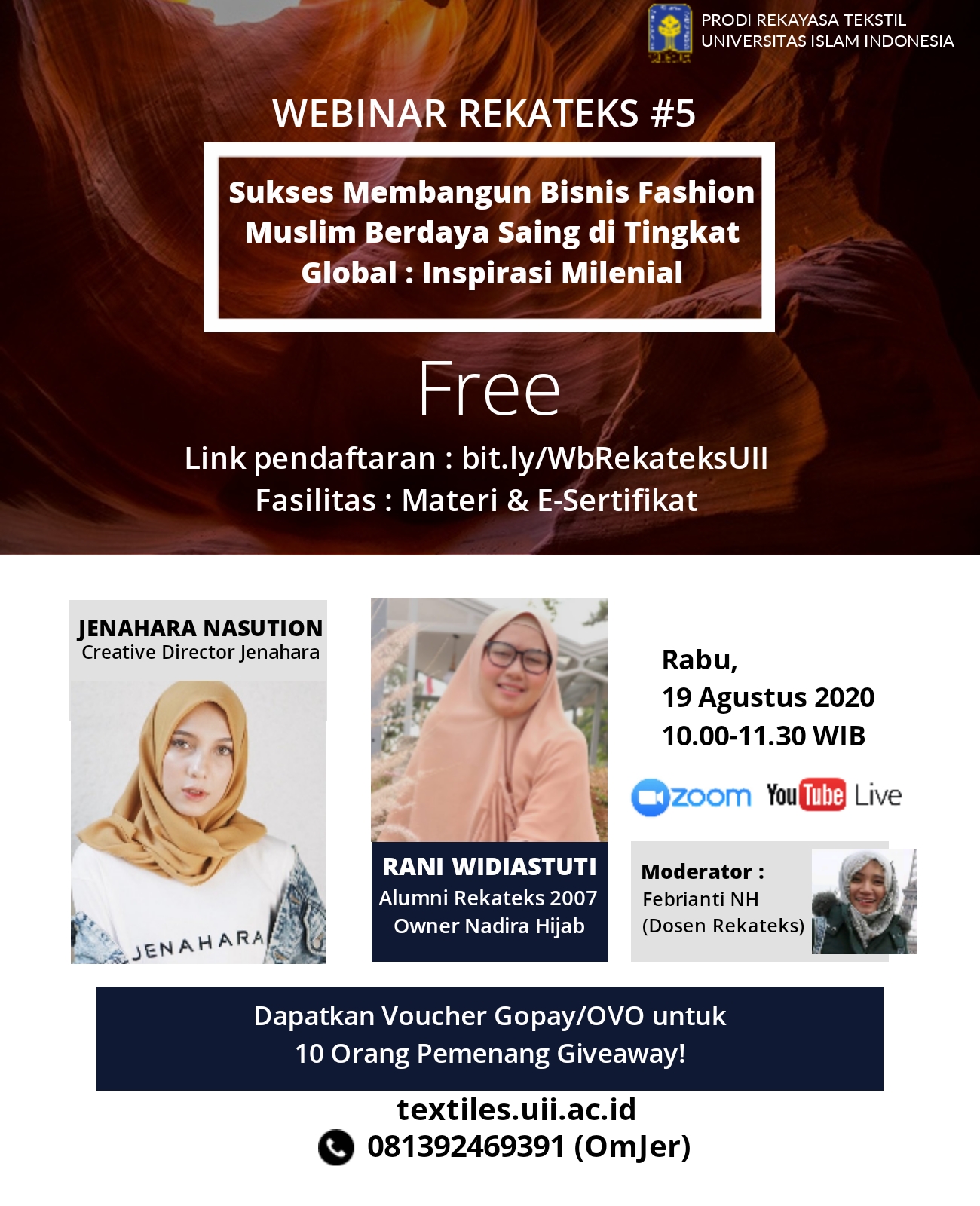 Webinar Rekateks #5 : Sukses Membangun Bisnis Fashion Muslim Berdaya Saing di Tingkat Global : Inspirasi Milenial
