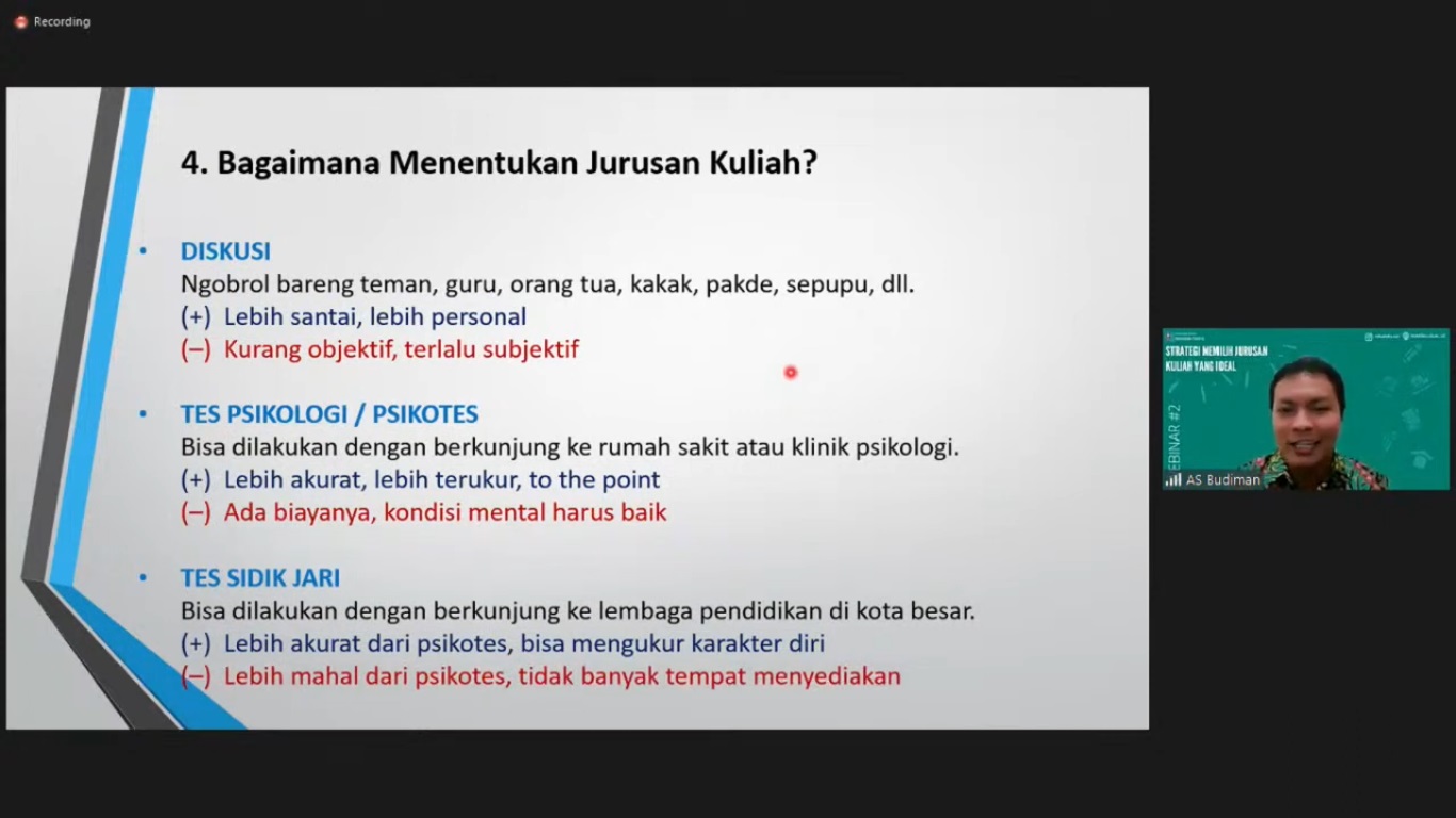 Webinar Strategi Memilih Jurusan Kuliah yang Ideal Webinar Strategi Memilih Jurusan Kuliah yang Ideal